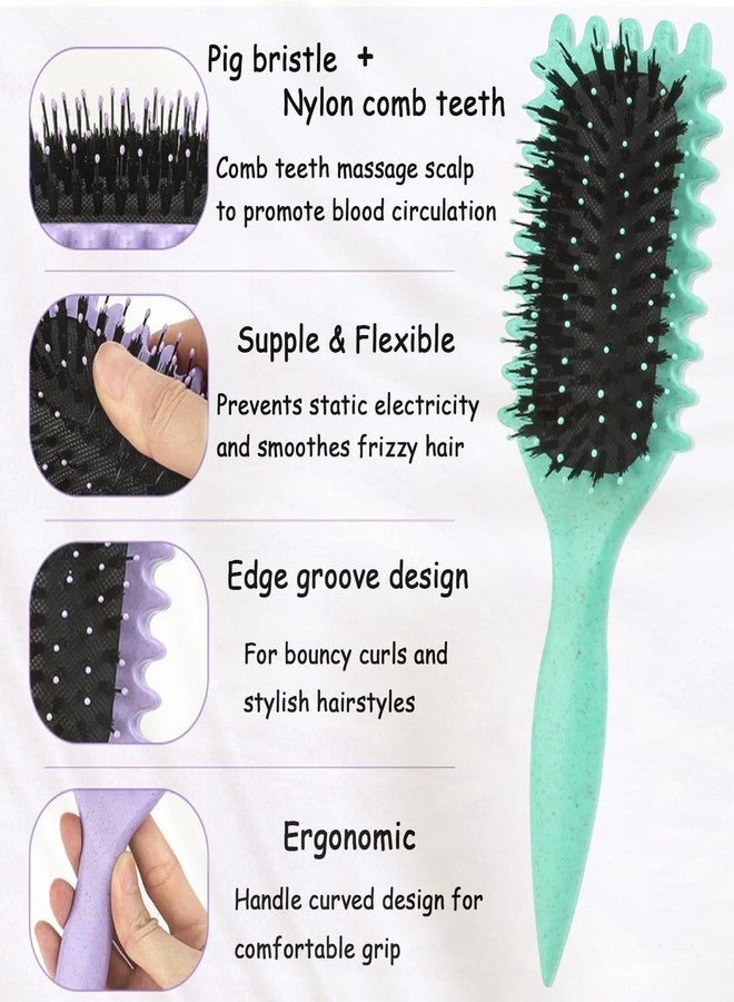 UVZNUMG Curl Defining Brush, 1 PCS Curly Hair Brush, Brush for Curly Hair, for Combing and Shaping Men's and Women's Curls to Reduce Pulling (Green) - Image 3